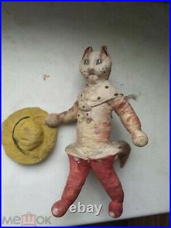 Antique Soviet Russian Christmas Decoration Cotton, Puss in Boots fairy tale