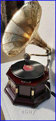 Antique Vintage Replica Gramophone Phonograph Record Player Working Condition