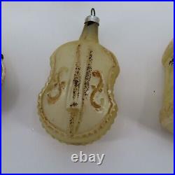 Antique West Germany Set of 6 Gold Black Mica Glitter Ornaments Victorian Chic
