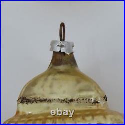 Antique West Germany Set of 6 Gold Black Mica Glitter Ornaments Victorian Chic