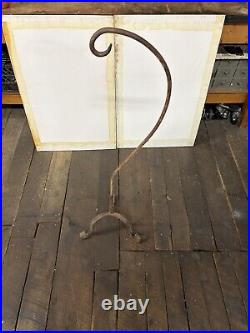 Antique Wrought Iron Ornament / Hanging Plant Stand 46.5 Tall Primitive Style