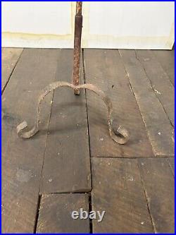 Antique Wrought Iron Ornament / Hanging Plant Stand 46.5 Tall Primitive Style