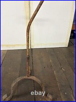 Antique Wrought Iron Ornament / Hanging Plant Stand 46.5 Tall Primitive Style