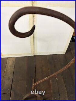 Antique Wrought Iron Ornament / Hanging Plant Stand 46.5 Tall Primitive Style