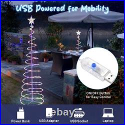 Aplus 3Pack LED Christmas Spiral Light 3/4/6FT USB Powered Decor Multi-color
