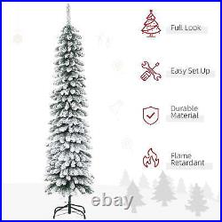 Árbol de Navidad Artificial Nevado de 6 Pies, Lápiz Delgado con 395 Ramas