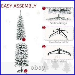 Árbol de Navidad Artificial Nevado de 6 Pies, Lápiz Delgado con 395 Ramas