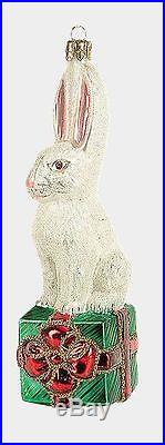 Arctic Hare Rabbit on Presents Polish Glass Christmas Ornament Decoration New