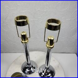 Art Deco Mechanical Candle Holders Pair Chrome Black Metal Shade Spring Loaded Art Deco Mechanical Candle Holders Pair Chrome Black Metal Shade Spring Loaded