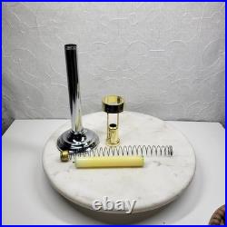 Art Deco Mechanical Candle Holders Pair Chrome Black Metal Shade Spring Loaded Art Deco Mechanical Candle Holders Pair Chrome Black Metal Shade Spring Loaded