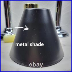 Art Deco Mechanical Candle Holders Pair Chrome Black Metal Shade Spring Loaded Art Deco Mechanical Candle Holders Pair Chrome Black Metal Shade Spring Loaded