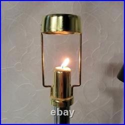 Art Deco Mechanical Candle Holders Pair Chrome Black Metal Shade Spring Loaded Art Deco Mechanical Candle Holders Pair Chrome Black Metal Shade Spring Loaded