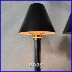 Art Deco Mechanical Candle Holders Pair Chrome Black Metal Shade Spring Loaded Art Deco Mechanical Candle Holders Pair Chrome Black Metal Shade Spring Loaded