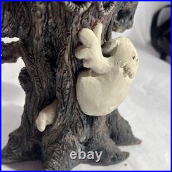 Art Made Vintage Halloween Ghost & Pumpkin In Tree Super Cool sculpture 13 RARE