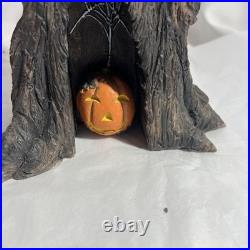 Art Made Vintage Halloween Ghost & Pumpkin In Tree Super Cool sculpture 13 RARE