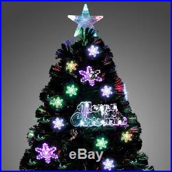 Artificial 7′ ft Fiber Optic Christmas Tree with LED Multicolor Prelit Lights