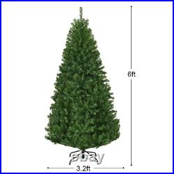 Artificial Christmas Tree, 6', Pre-Lit withLED Lights, Hinged, Metal Stand