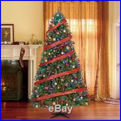 Artificial Christmas Tree 9′ Pre Lit 700 Color LED Lights Holiday Decoration