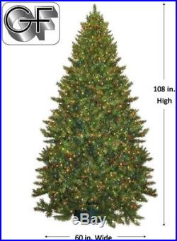 Artificial Christmas Tree 9 ft. Carolina Fir Pre-Lit Multi-Colored Lights Stand