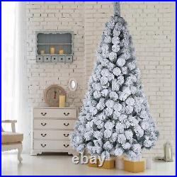 Artificial Christmas Tree Decor White Snow Covered Xmas Decorations With Stand