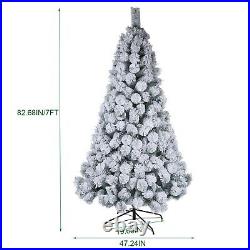 Artificial Christmas Tree Decor White Snow Covered Xmas Decorations With Stand