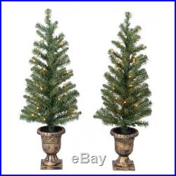 Artificial Christmas Tree Decorations Pre-Lit Outdoor Holiday Decor 2 Pack 3.5