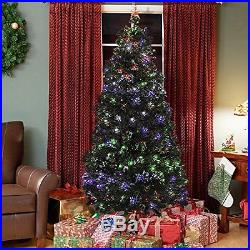 Artificial Christmas Tree Green 7′ WithLed Light WithStand Holiday Party Home Decor