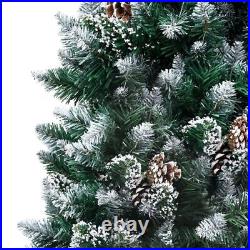 Artificial Christmas Tree LEDs and Pine Cones and White Snow 70.9inch