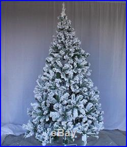 Artificial Christmas Tree Xmas Holiday Decor Flocked Snow Metal Stand Non Lit 5