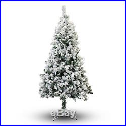 Artificial Christmas Tree Xmas Holiday Decor Flocked Snow Metal Stand Non Lit 5