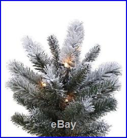 Artificial Flocked Christmas Tree 9 Foot Slim Prelit Clear Lights Holiday Decor