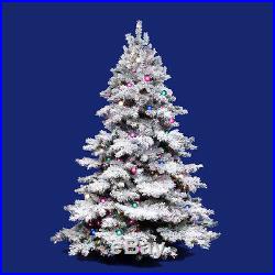 Artificial Flocked Christmas Tree Alaskan White Prelit Multicolored 4.5 Feet