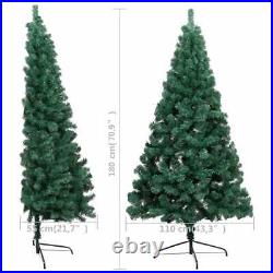 Artificial Half Christmas Tree with LED&Stand Green 70.9 PVC vidaXL US