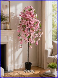 Artificial Pink Cherry Blossom Tree Sakura Faux Flower Tree Home Office Decor 5