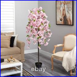 Artificial Pink Cherry Blossom Tree Sakura Faux Flower Tree Home Office Decor 5