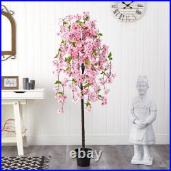 Artificial Pink Cherry Blossom Tree Sakura Faux Flower Tree Home Office Decor 5