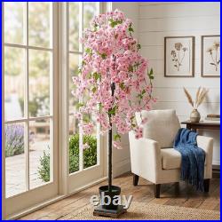 Artificial Pink Cherry Blossom Tree Sakura Faux Flower Tree Home Office Decor 5