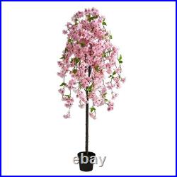 Artificial Pink Cherry Blossom Tree Sakura Faux Flower Tree Home Office Decor 5