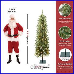Artificial Pole Pencil Christmas Tree with 80-250 Warm White & Multi-Color Lights