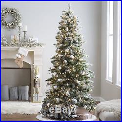 Artificial Pre Lit Christmas Tree 7 1/2 Foot Flocked Pine Clear Lights Holiday
