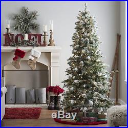Artificial Pre Lit Christmas Tree 7 1/2 Foot Flocked Pine Clear Lights Holiday