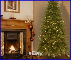Artificial Prelit Christmas Tree 7.5 Ft Holiday Decor White Lights Metal Stand