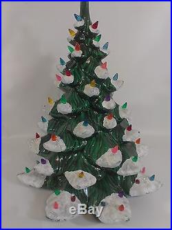 Atlantic Mold Christmas Tree Ceramic Green White Flocked 16.5 Xmas