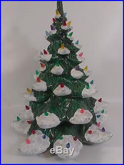 Atlantic Mold Christmas Tree Ceramic Green White Flocked 16.5 Xmas