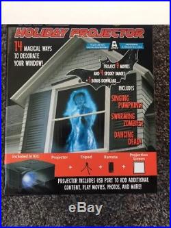 AtmosFX Indoor Outdoor 7 Piece Halloween Projector Tripod Screen Box Kit-New