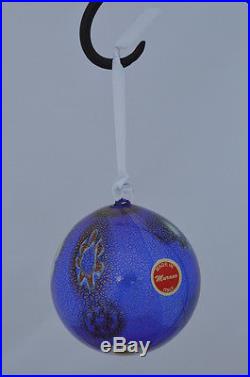 Authentic Murano Glass Millefiori Ball Ornament, Cobalt Blue
