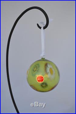 Authentic Murano Glass Millefiori Ball Ornament, Lime Green