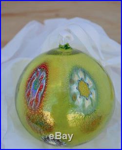 Authentic Murano Glass Millefiori Ball Ornament, Lime Green