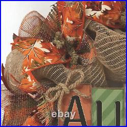 Autumn Burlap Wreath Handmade Deco Mesh