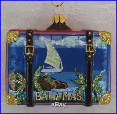 BAHAMAS SUITCASE BLOWN GLASS CHRISTMAS ORNAMENT NORDSTROM NEW POLAND